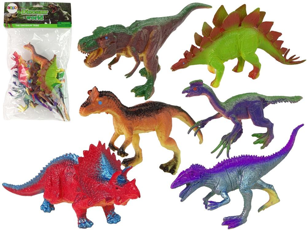 Naturtro dinosaurfigurer: 6 realistiske stykker + tre og egg