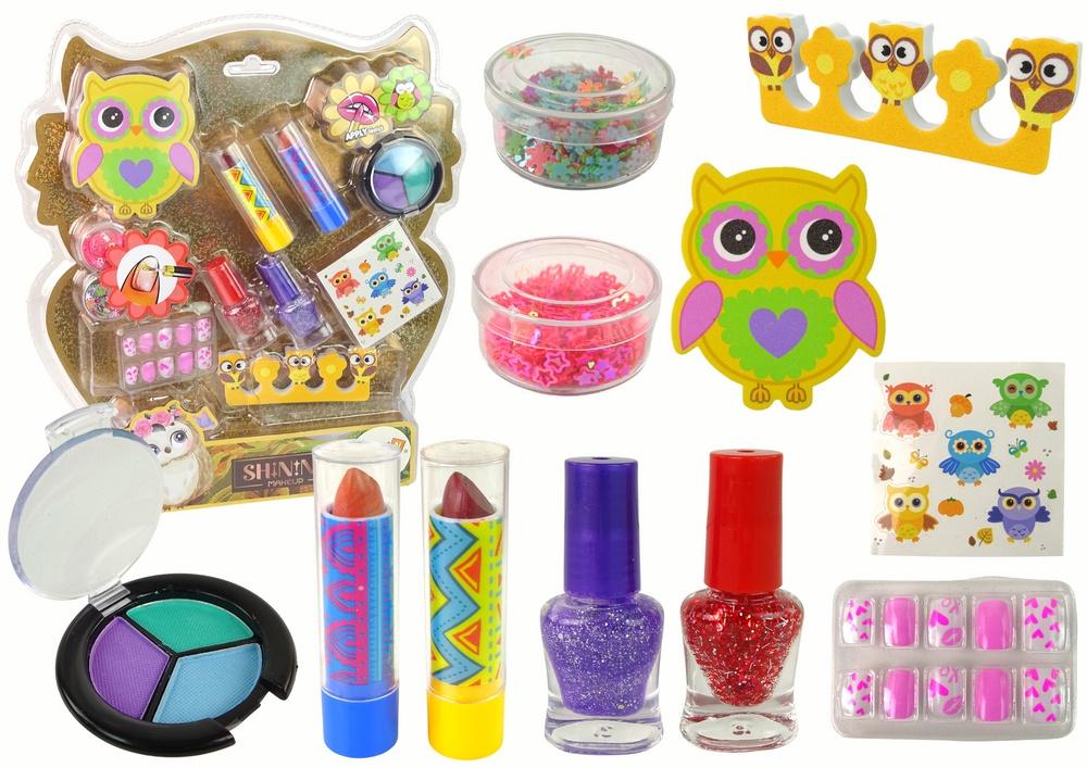 Magical Owl Nail Art & Makeup Set: Glitter, klistermärken och mer!