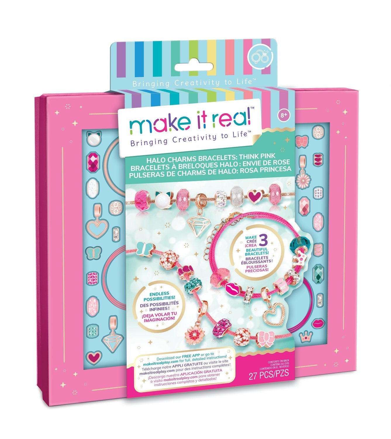 Make It Real Diy Halo Charms armbåndsett "Think Pink"