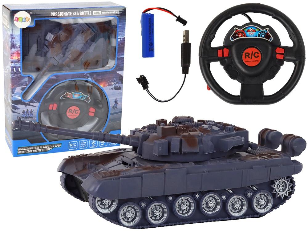 Marineblå R/C Tank 1:18 - Lys, lyder, 27MHz kontroll