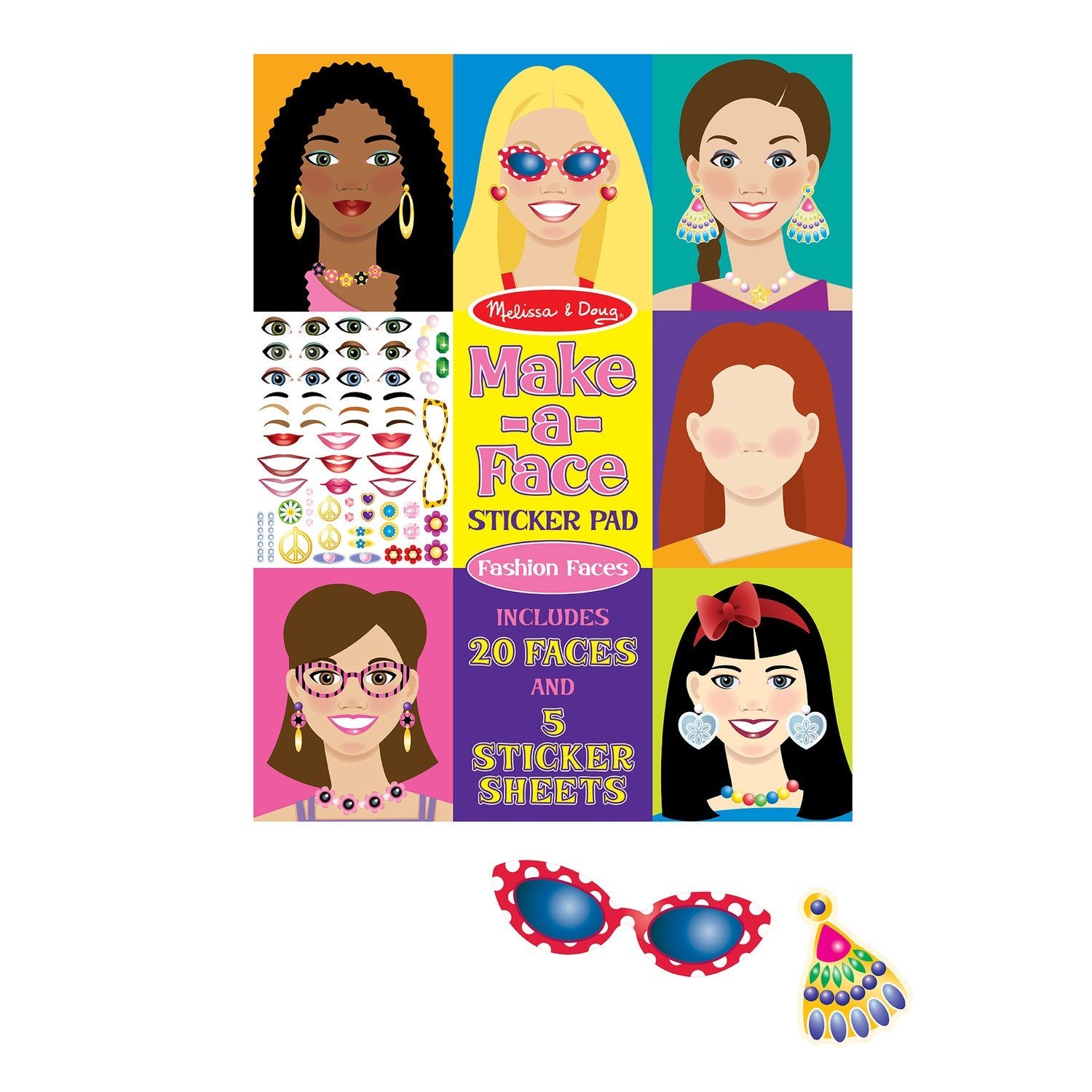 Melissa &amp; Doug Make-A-Face Fashion Faces-klistremerke