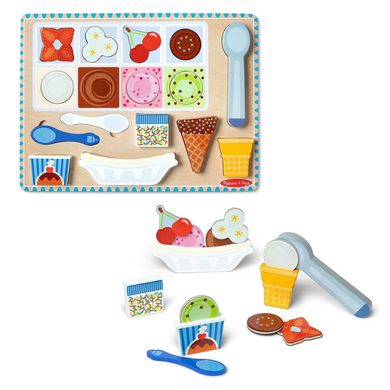 Melissa &amp; Doug magnetisk iskrempuslespill og trelekesett