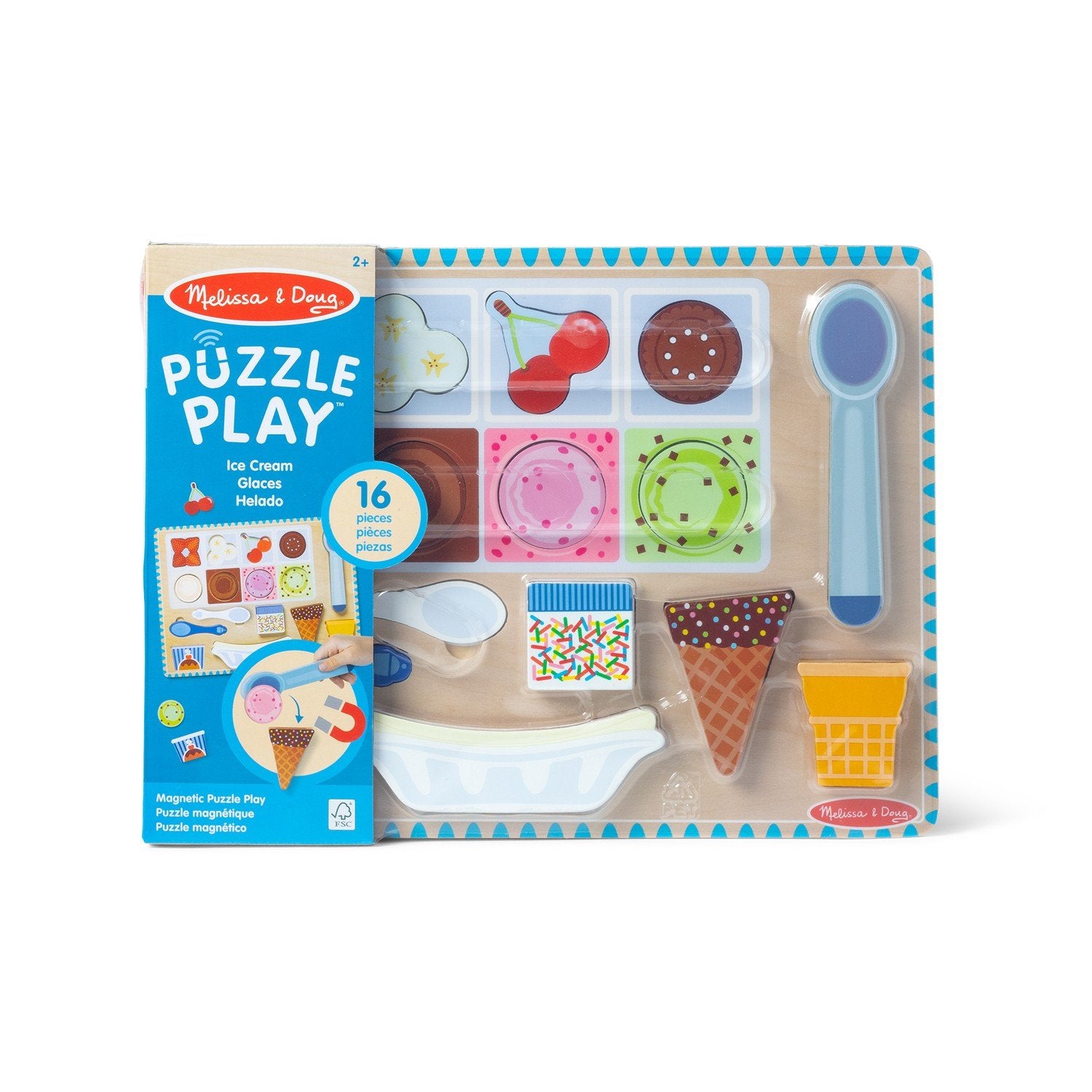 Melissa & Doug magnetisk glasspussel och lekset i trä