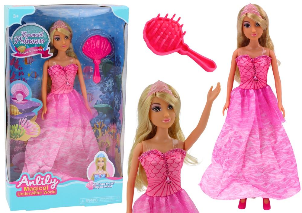 Mermaid Princess Doll: Rosa kjole og hårstylingbørste