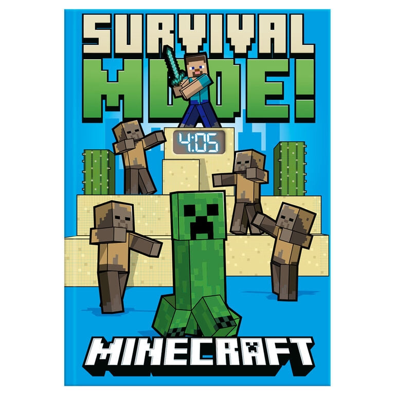 Minecraft Notebook med LED-klocka, 80 sidor, A5-storlek