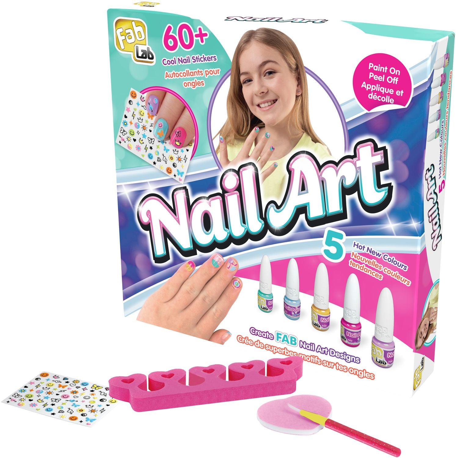 Nagelkonstset med 7 nagellack och hjärtdekorationer