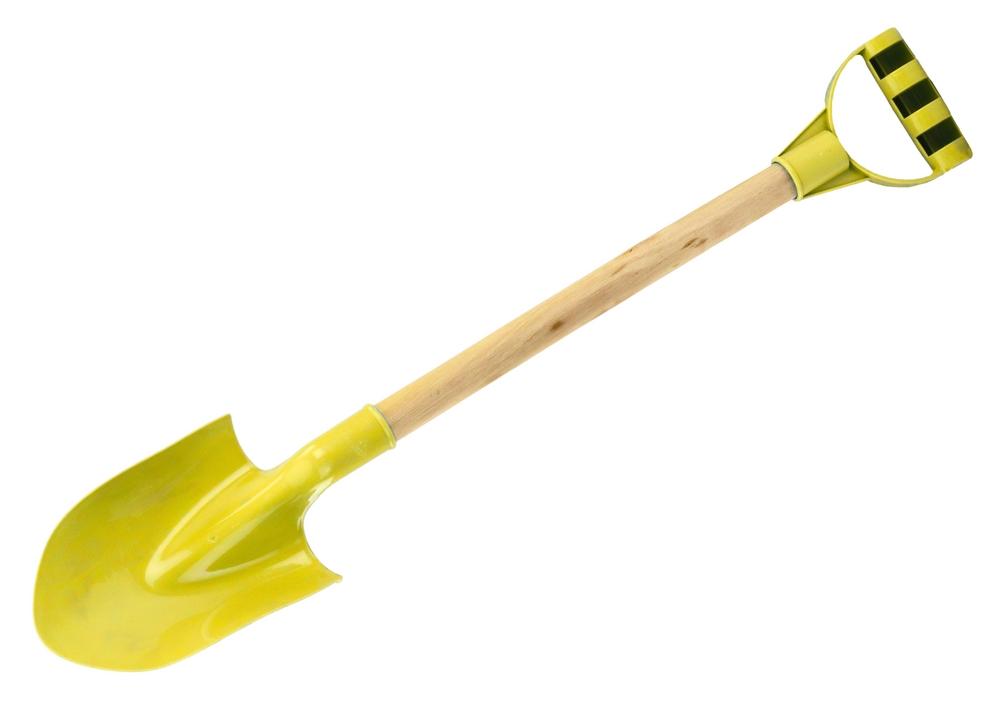 Pastellgul sandspade, solid trehåndtak, 60cm