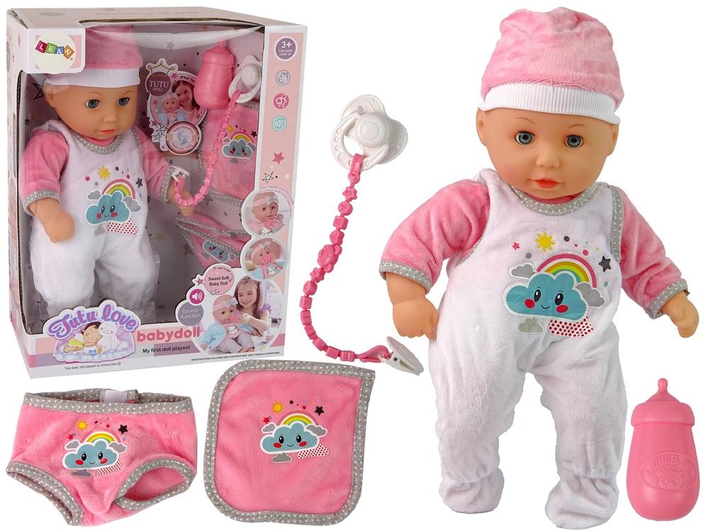 Pink Cloud Baby Doll Set: lyder, smokk, smekke og pyjamas