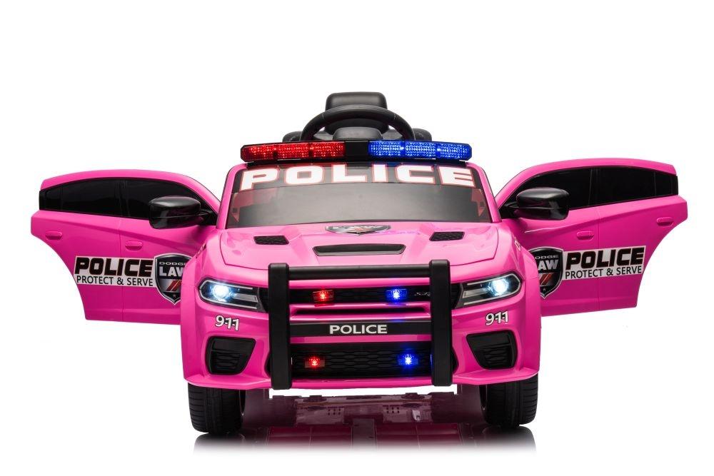 Pink Dodge Charger Police Battery Car - 107,5cm x 56,5cm