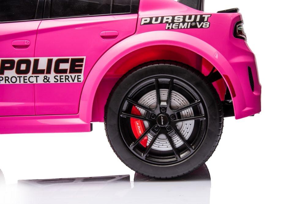 Pink Dodge Charger Police Battery Car - 107,5cm x 56,5cm