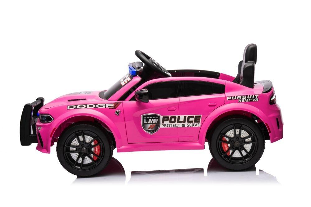 Pink Dodge Charger Police Battery Car - 107,5cm x 56,5cm