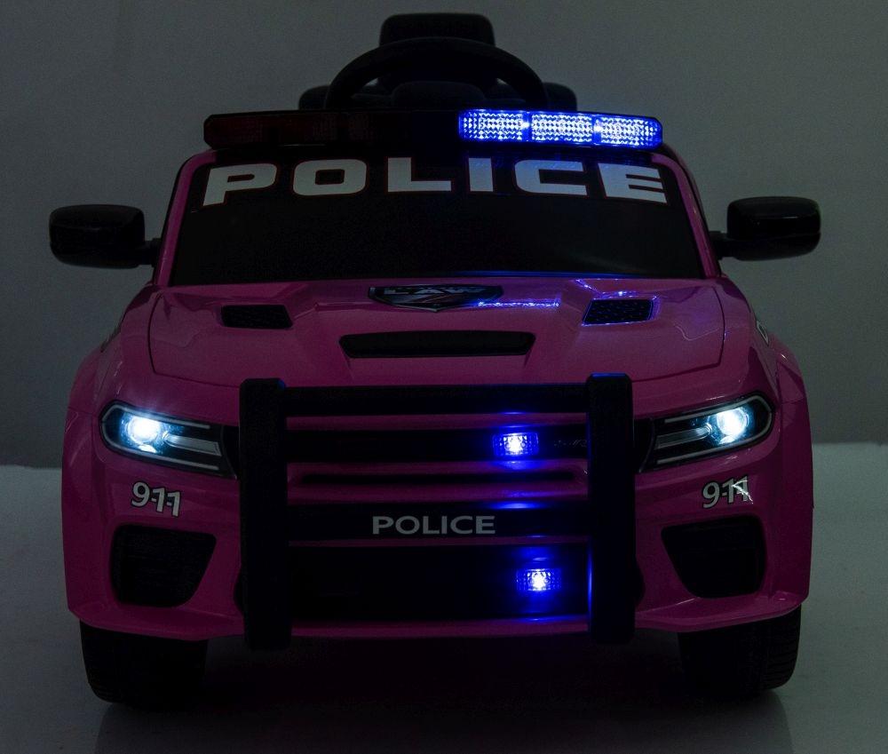 Pink Dodge Charger Police Battery Car - 107,5cm x 56,5cm