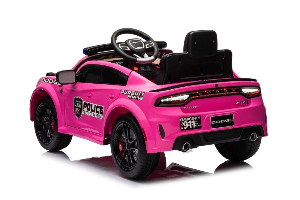 Pink Dodge Charger Police Battery Car - 107,5cm x 56,5cm