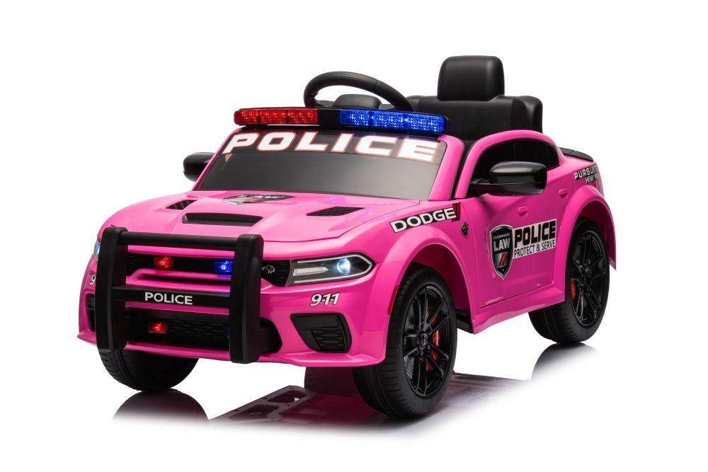 Pink Dodge Charger Police Battery Car - 107,5cm x 56,5cm