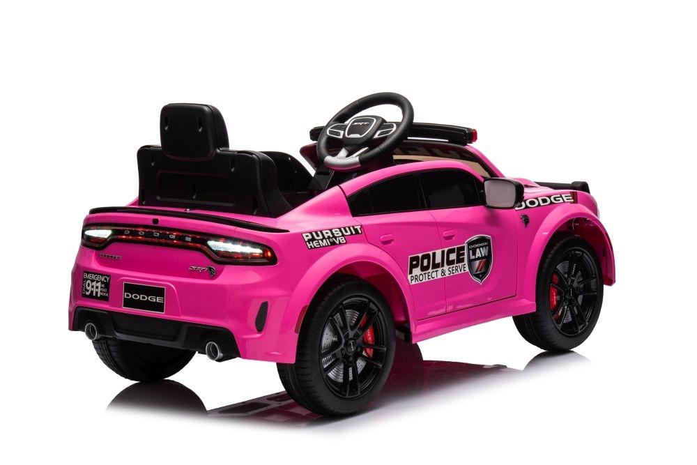 Pink Dodge Charger Police Battery Car - 107,5cm x 56,5cm