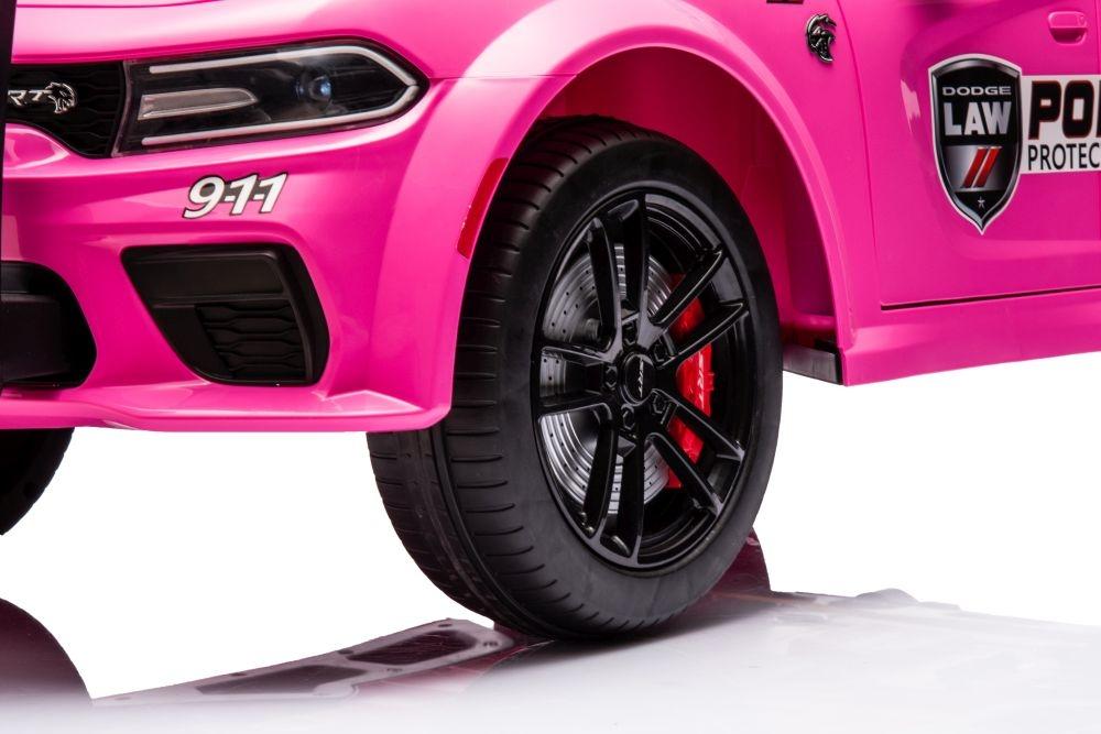 Pink Dodge Charger Police Battery Car - 107,5cm x 56,5cm