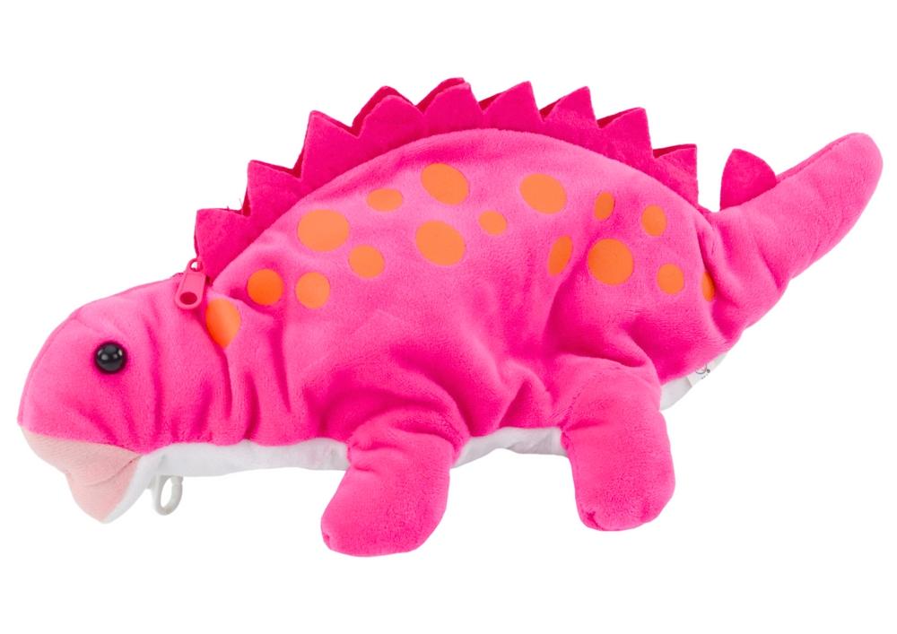 Pink plysj dinosaur pennal med anheng oppbevaring