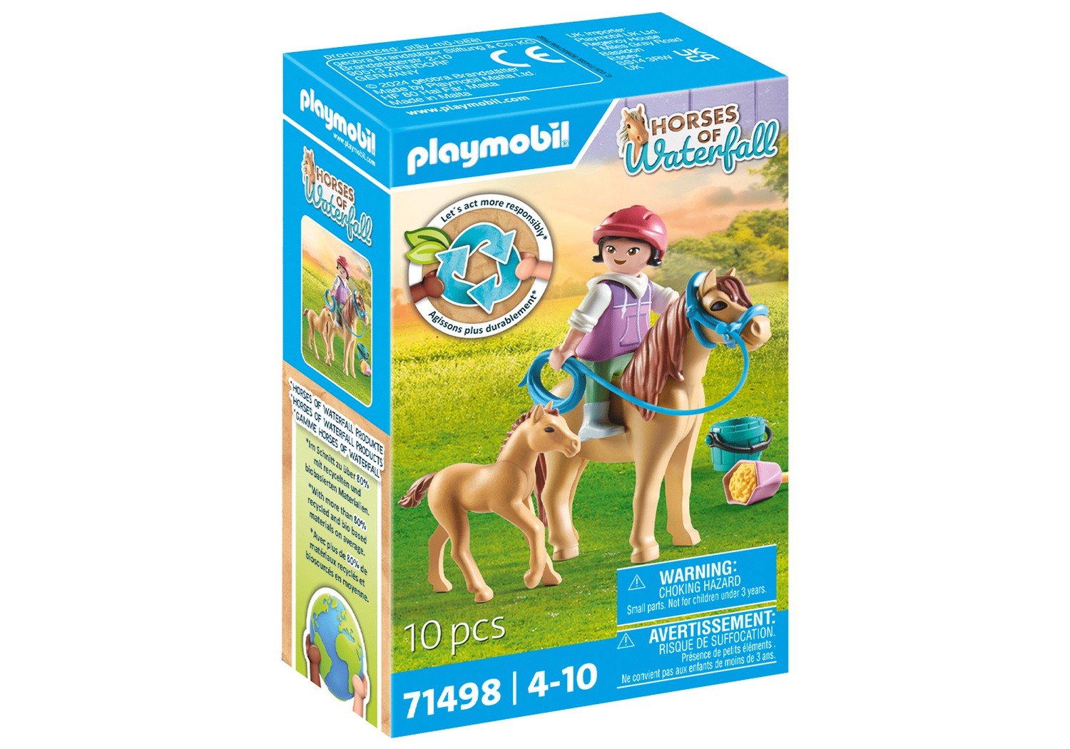 Playmobil hästar av vattenfallsbarn med ponny och föl  71498