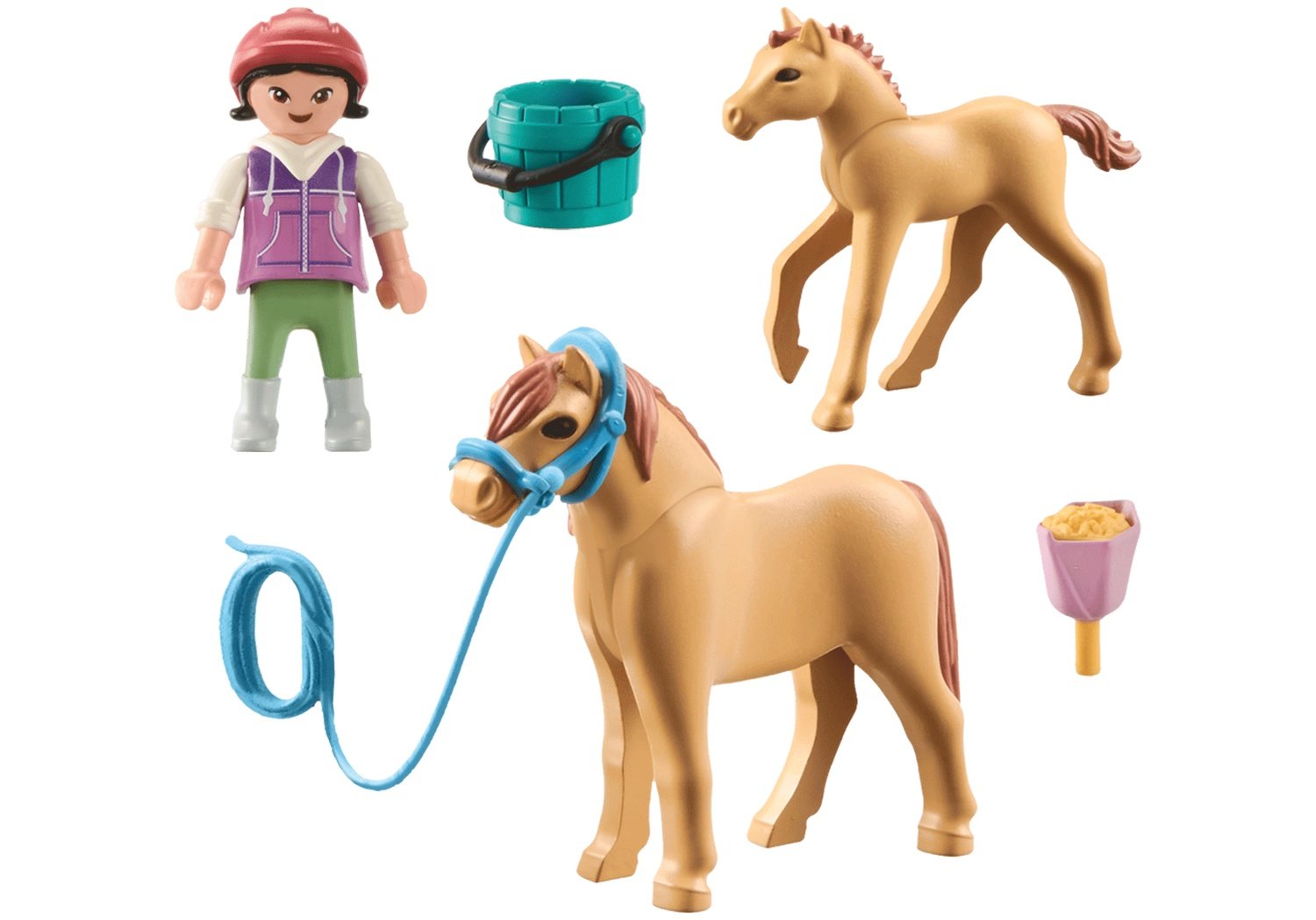 Playmobil hester av fossebarn med ponni og føll 71498