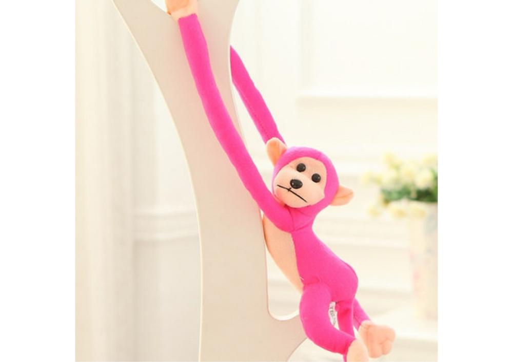 Plysj Monkey Mascot med lyd, borrelås, mørk rosa, 60 cm