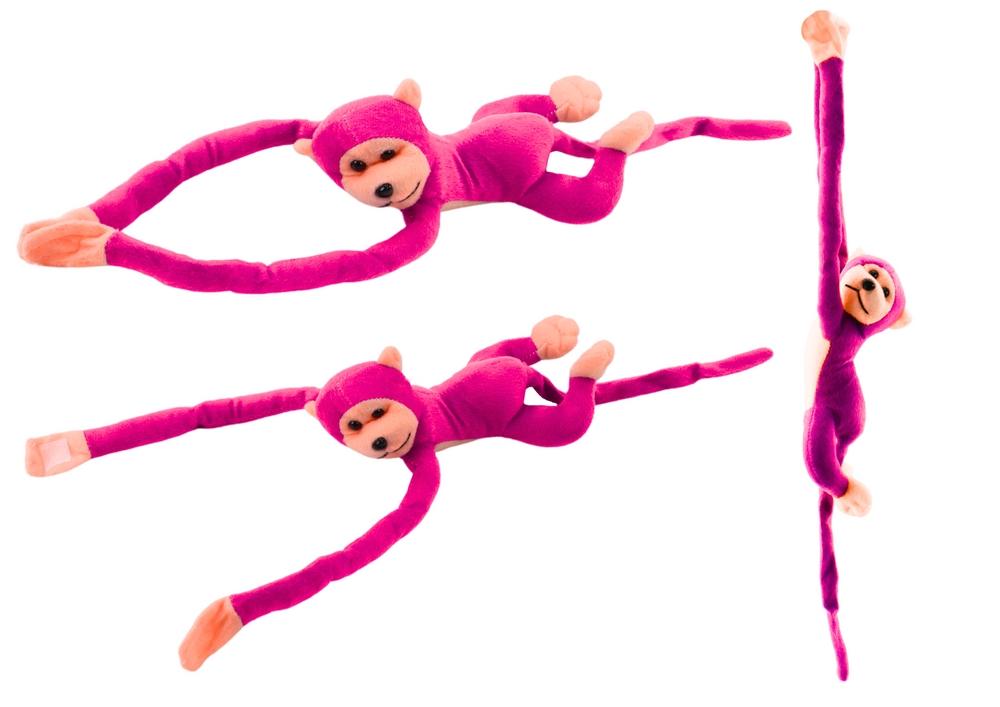 Plysj Monkey Mascot med lyd, borrelås, mørk rosa, 60 cm