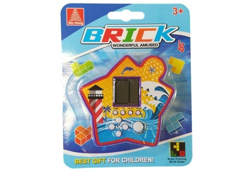 Portable Purple Brick Game: Electronic Tetris Fun Star