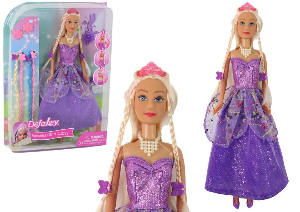 Princess Doll Set: Purple Dress &amp; Braids Extensions