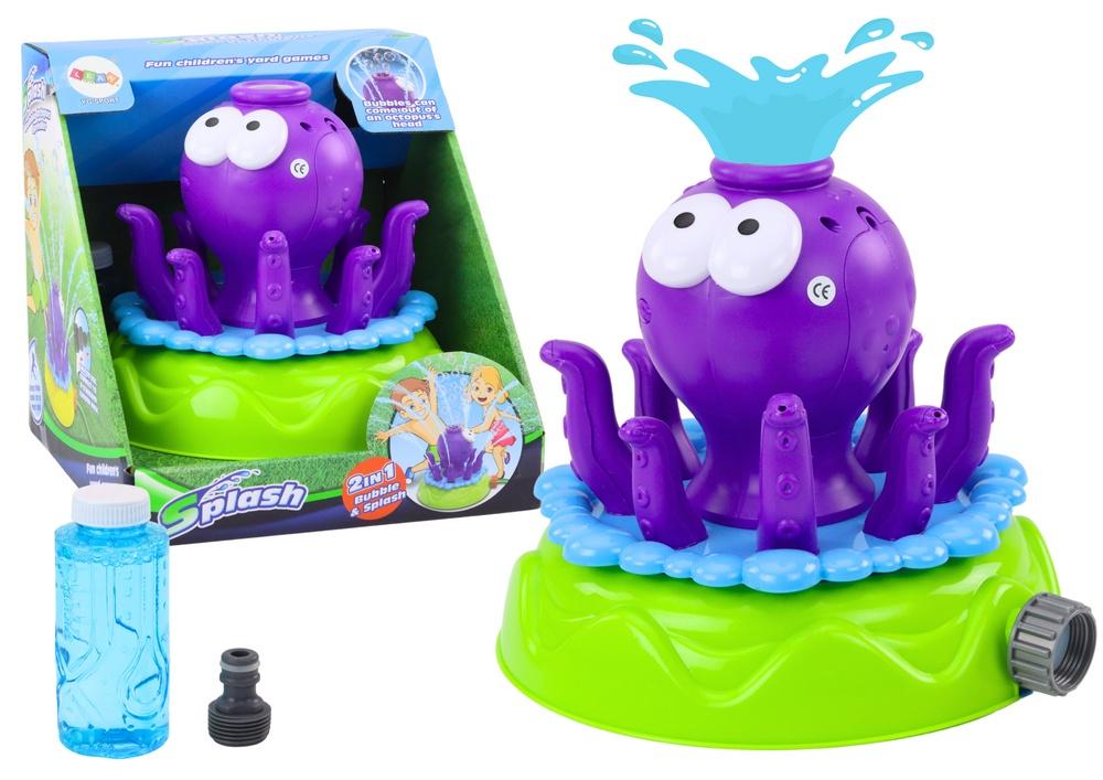 Purple Octopus Sprinkler: Water Fun & Soap Bubbles for Kids