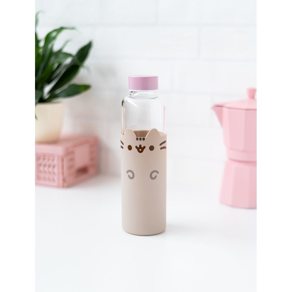 Pusheen 500 ml vattenflaska i glas med söt design