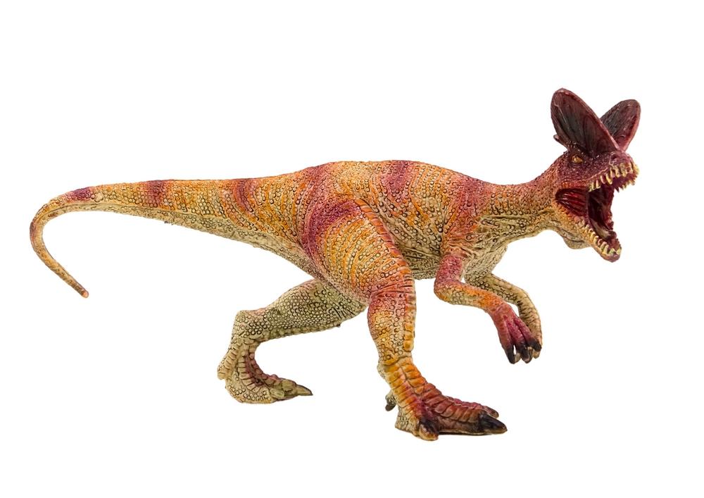 Rød Dilophosaurus figur - ideell for samlere