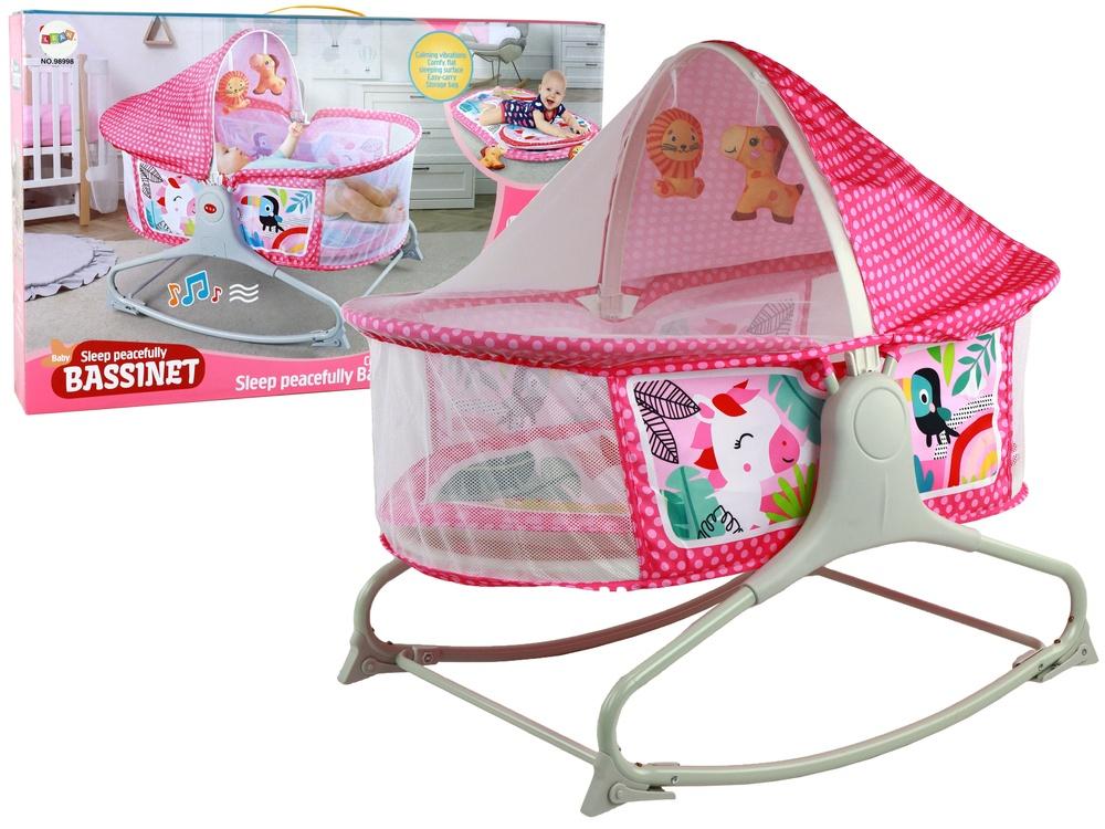 Rosa 2in1 Baby Rocker: seng, matte, lyd og vibrasjon