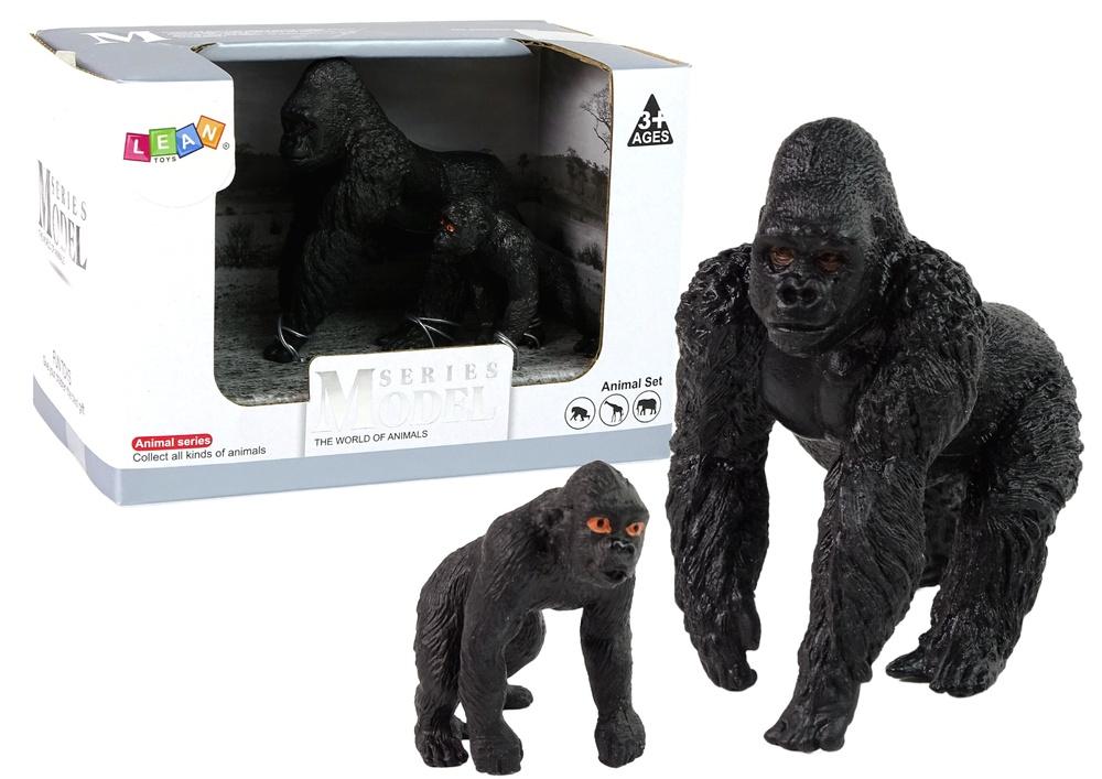 Sett med 2 detaljerte gorillafigurer til dyrehagen for barn