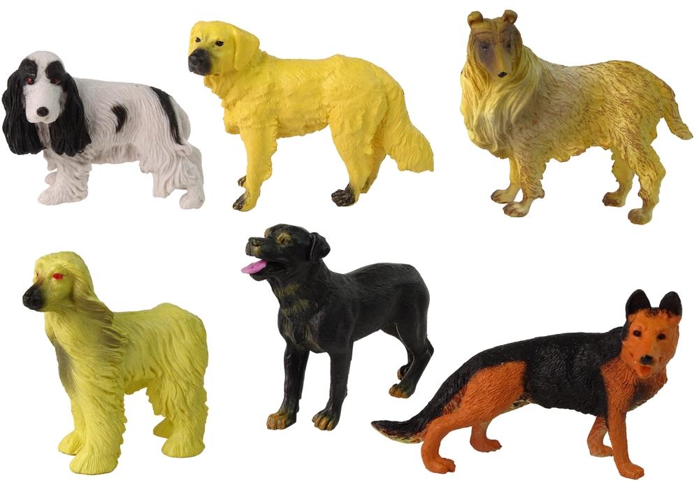 Sett med 6 realistiske hundefigurer for barn - kjente raser