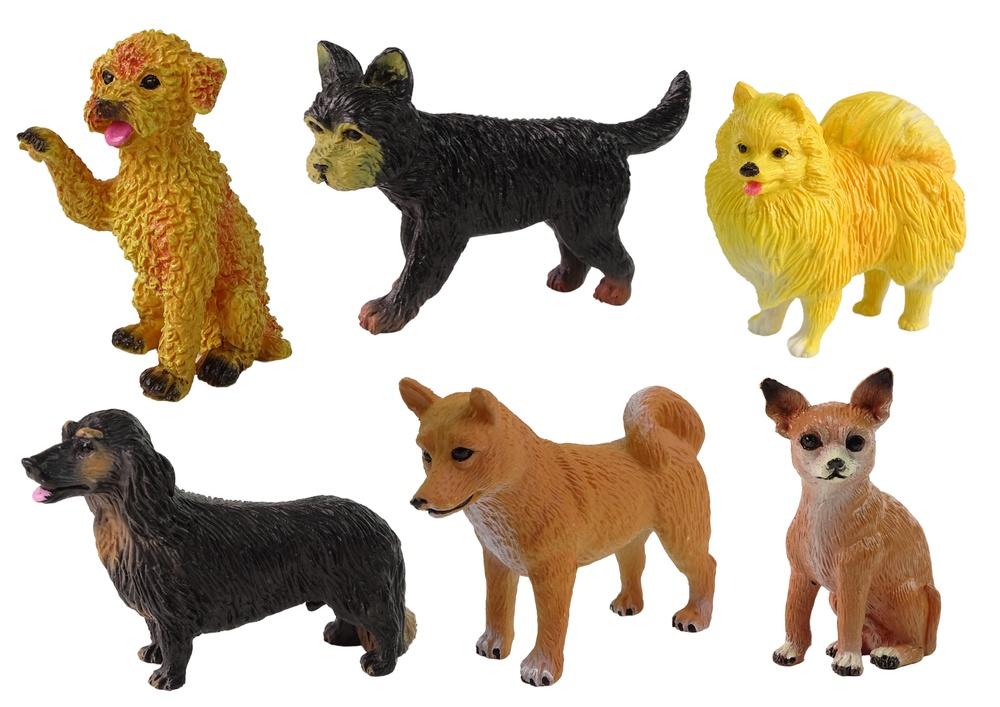 Sett med 6 realistiske rasehundefigurer for samlere