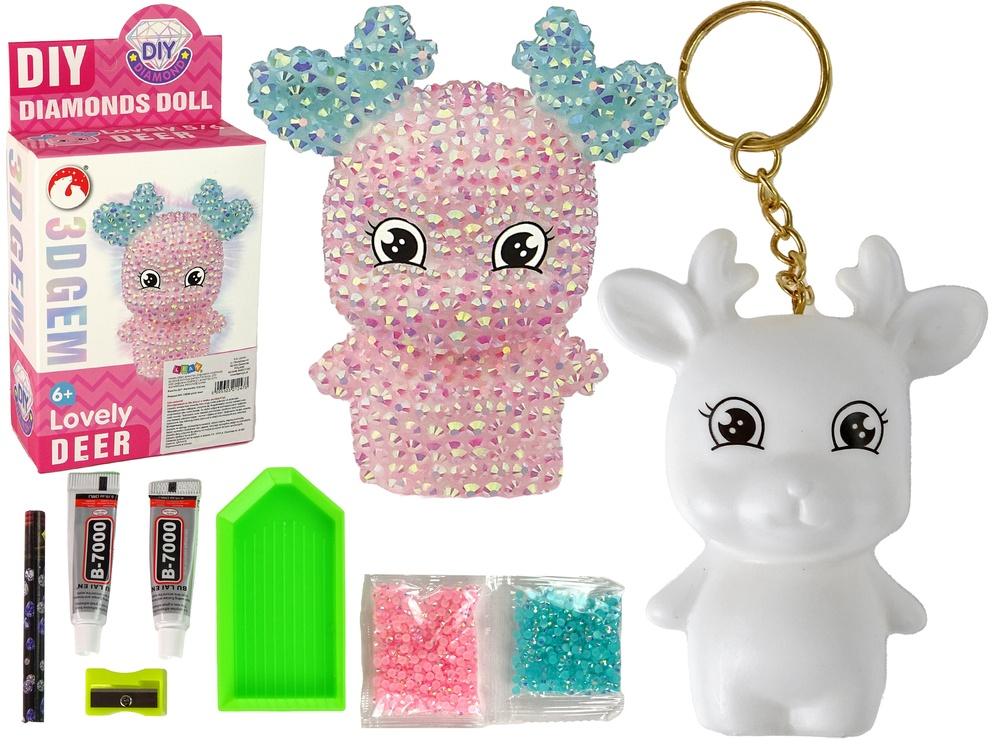 Lag ditt eget Pink Reindeer 3D Crystal Keyring Kit