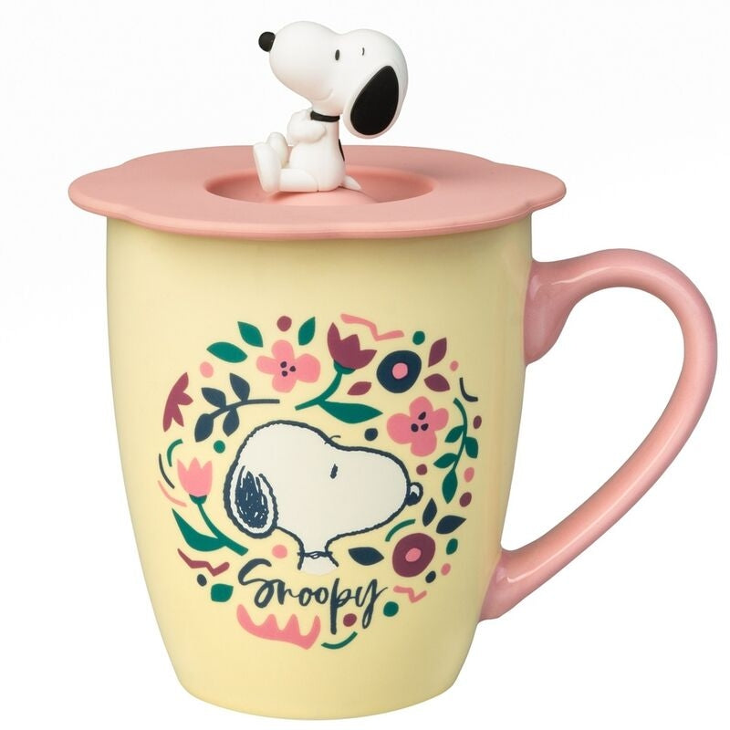 Snoopy Premium-mugg med lock, 12 oz keramisk kaffekopp