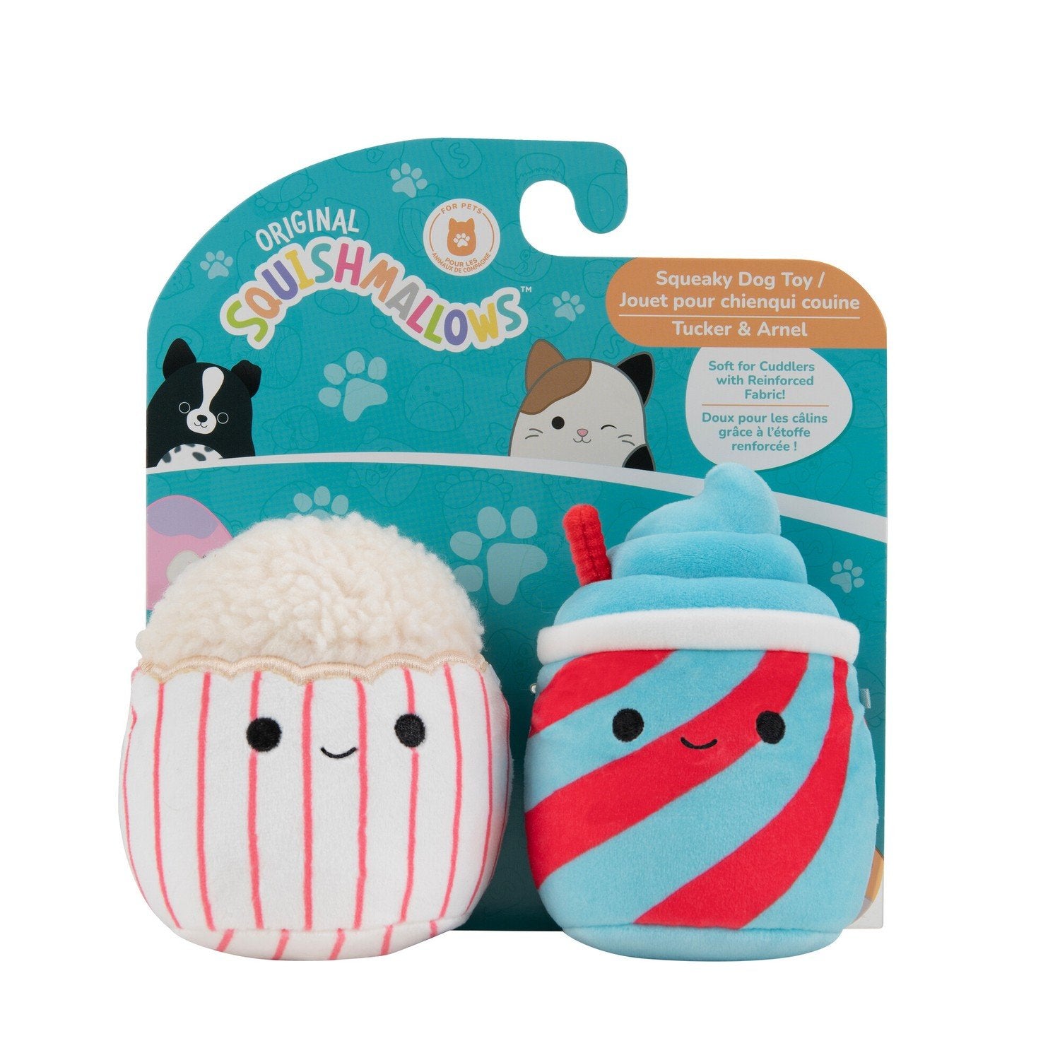 Squishmallows tvåpack pipande plysch hundleksak, 9 Cm