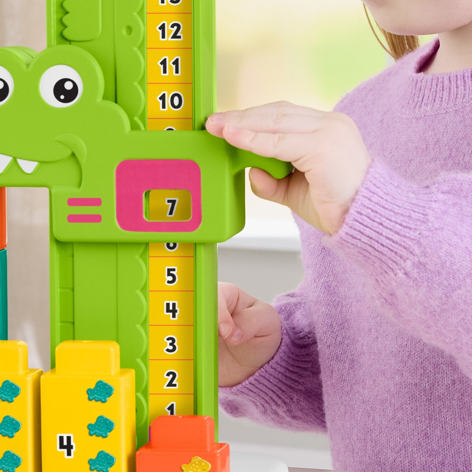 Stapelleksak med alligator, siffror och matematikinlärning, 38 cm