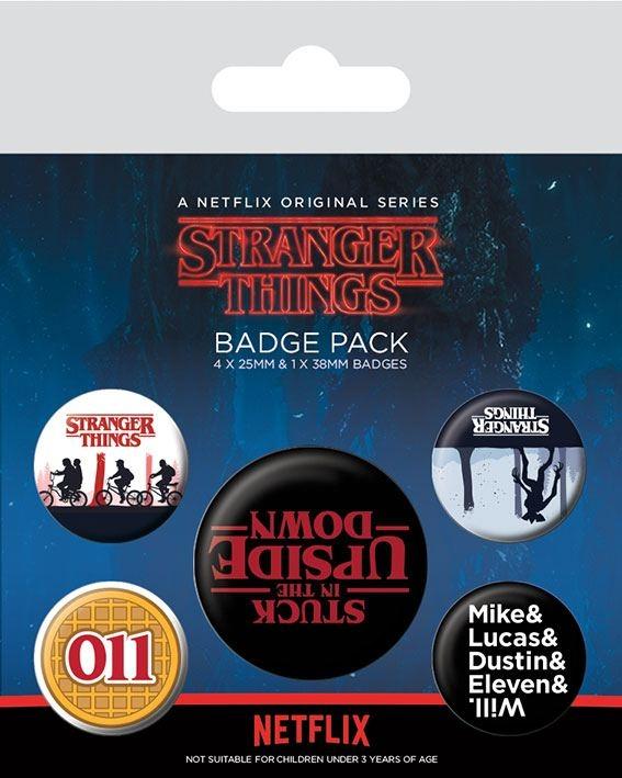 Stranger Things Pin-Back Buttons 5-Pack upp och ner