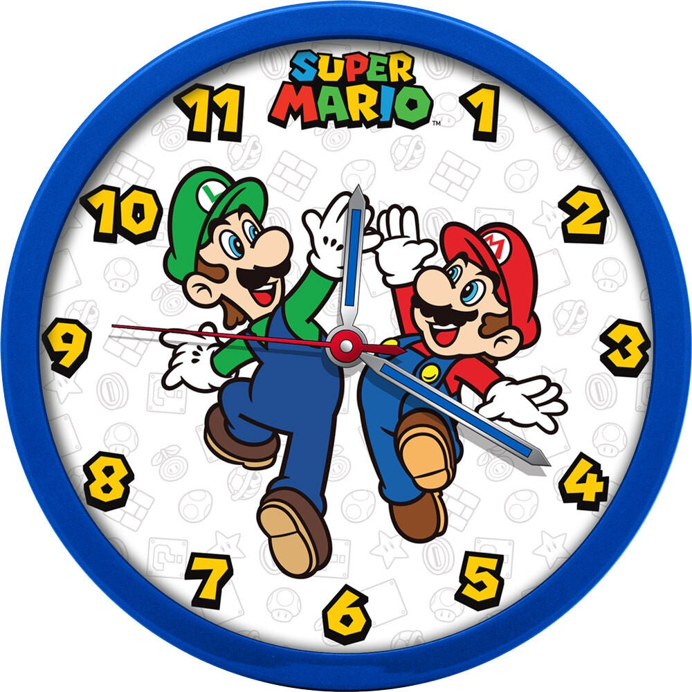 Super Mario Bros väggklocka, klassisk design, 12-tums storlek