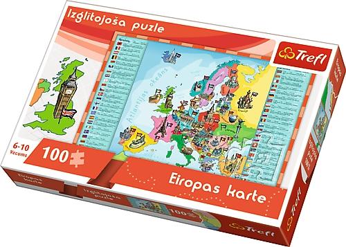 Trefl Educational Puzzle 100 Europe (på lettiska språk.)