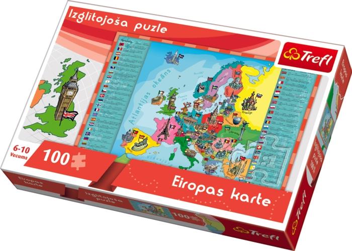 Trefl Educational Puzzle 100 Europe (på latvisk.)