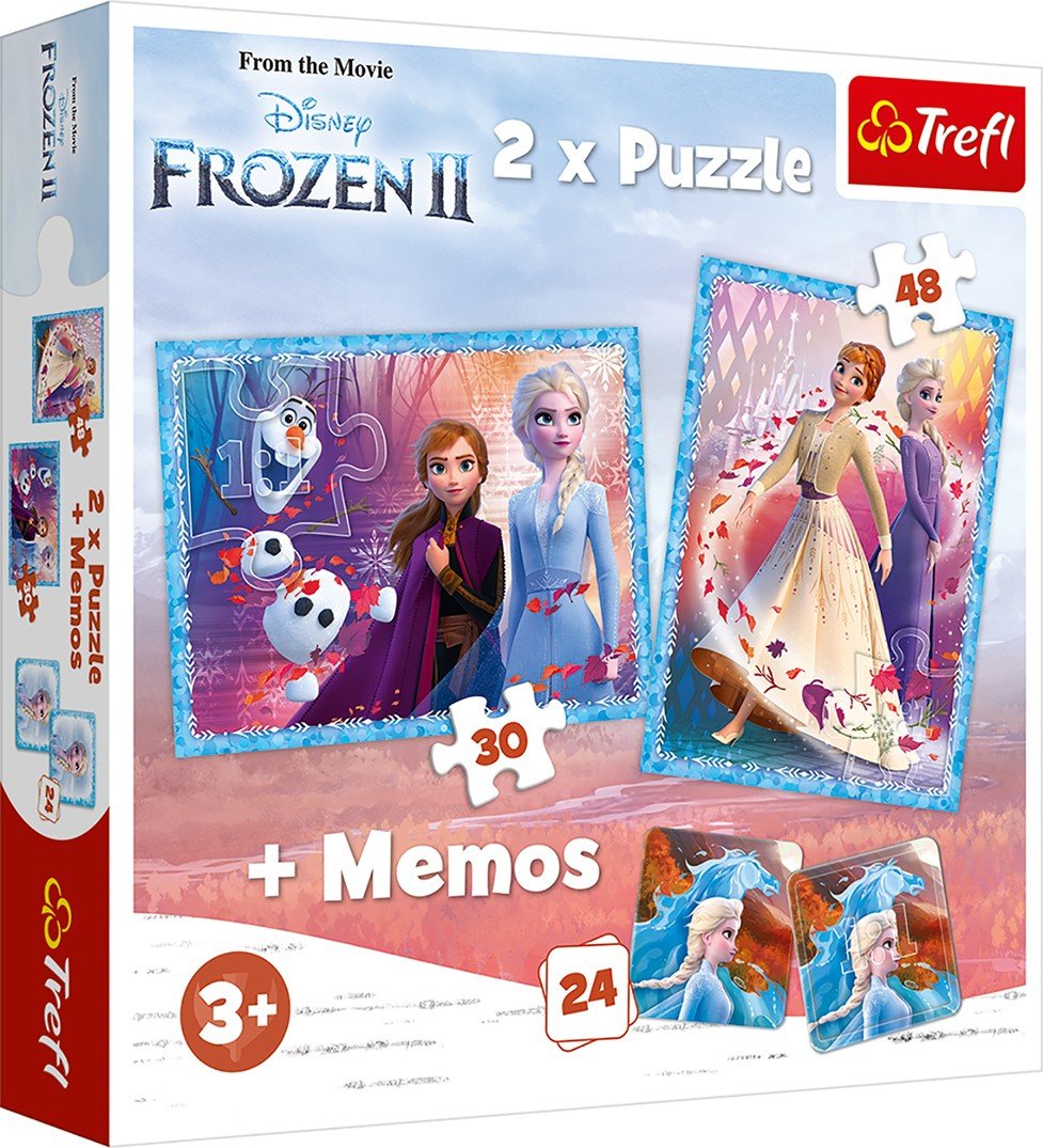 Trefl Frozen Puslespill Set Med Memo Cards Frozen II