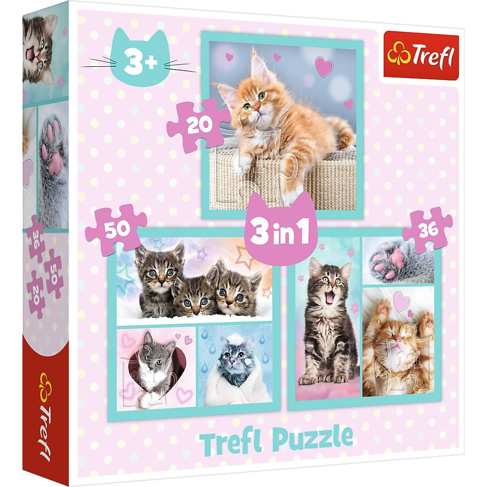 Trefl Puzzle 3 i 1 sett Kattunger