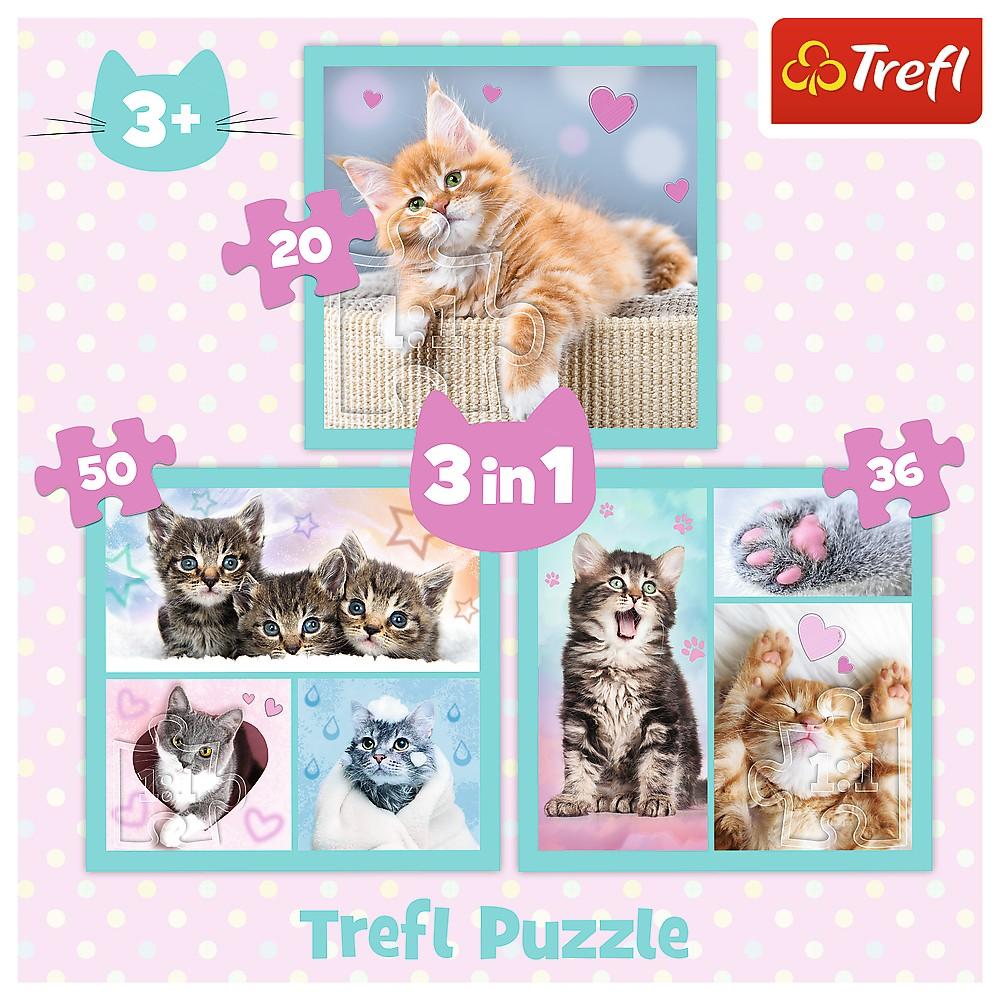 Trefl Puzzle 3 i 1 sett Kattunger