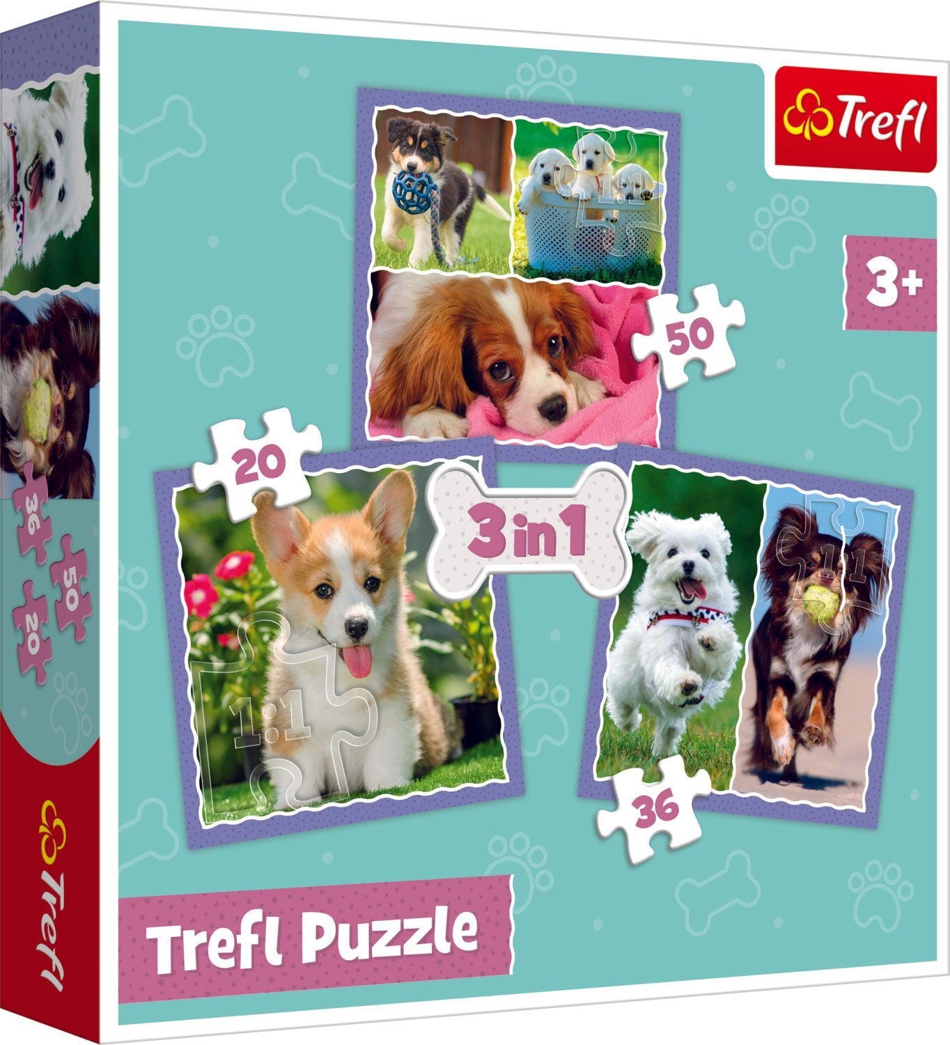 Trefl Puzzle 3 i 1 sett med valper