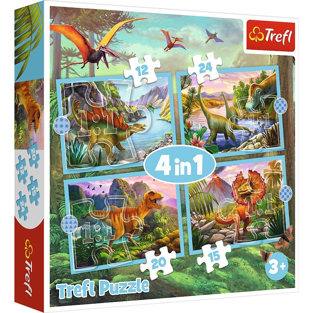 Trefl Puzzle Dinosaurs 4 i 1 sæt 12 15 20 24 stk.