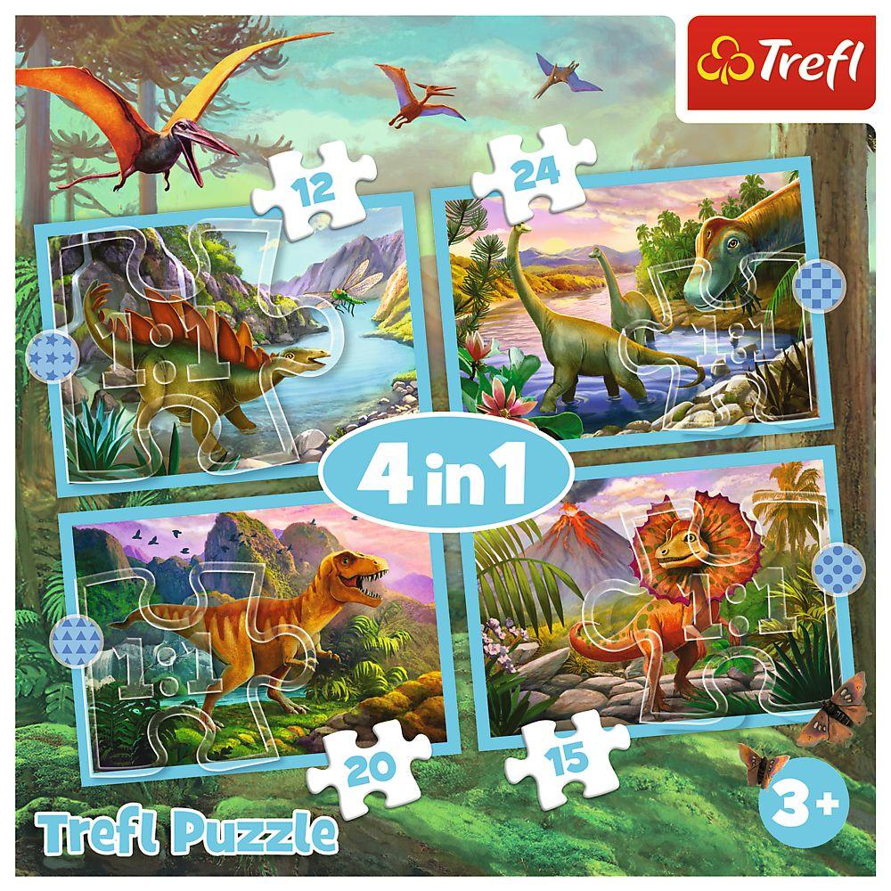 Trefl Puzzle Dinosaurs 4 i 1 set 12 15 20 24 st