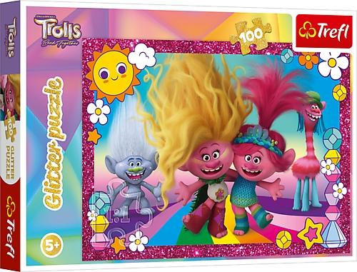 Trefl Trolls Glitter Puzzle Trolls 3, 100 stk