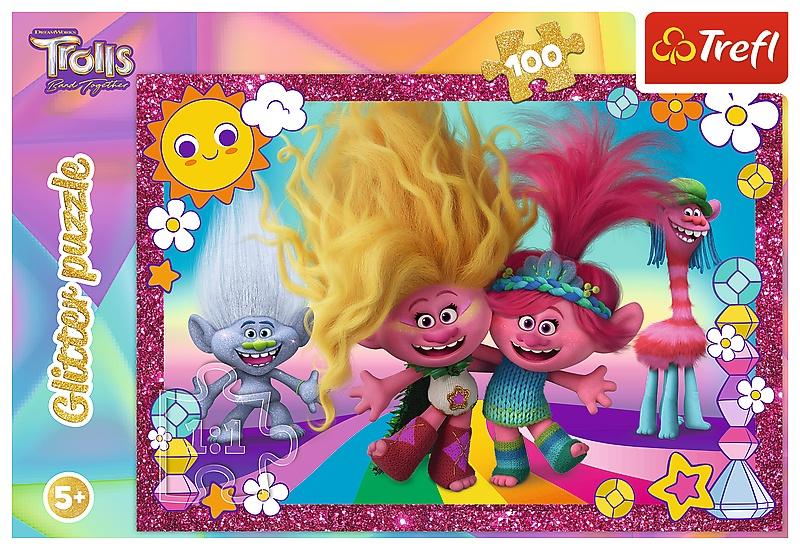 Trefl Trolls Glitter Puzzle Trolls 3, 100 st